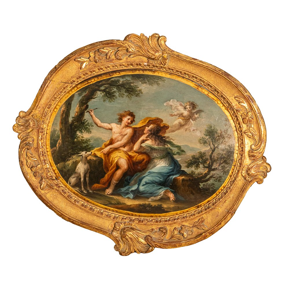 Paire de tableaux représentant Diane et Endymion et Angélique et Médoro-photo-3