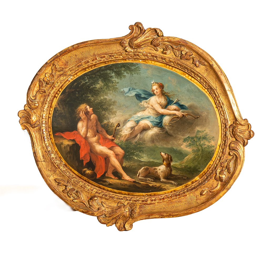 Paire de tableaux représentant Diane et Endymion et Angélique et Médoro-photo-3