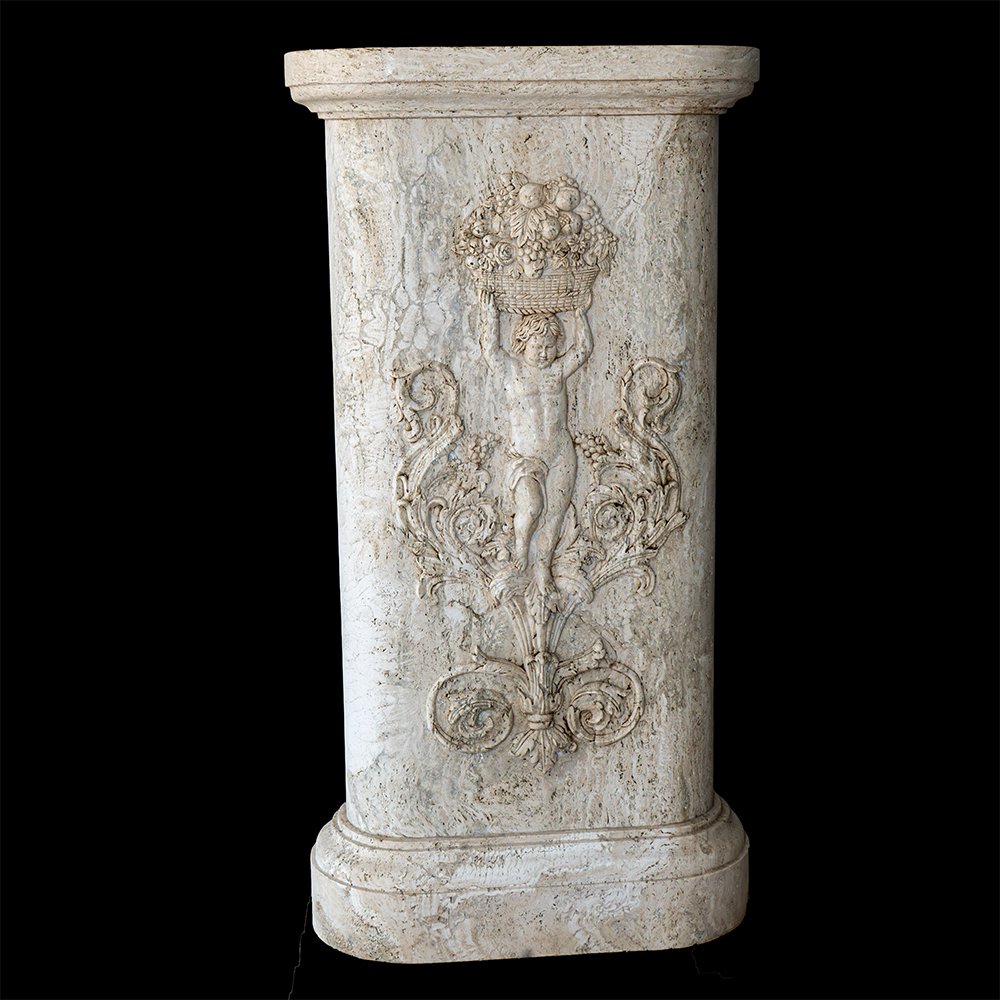 Paire de colonnes en marbre travertin-photo-3