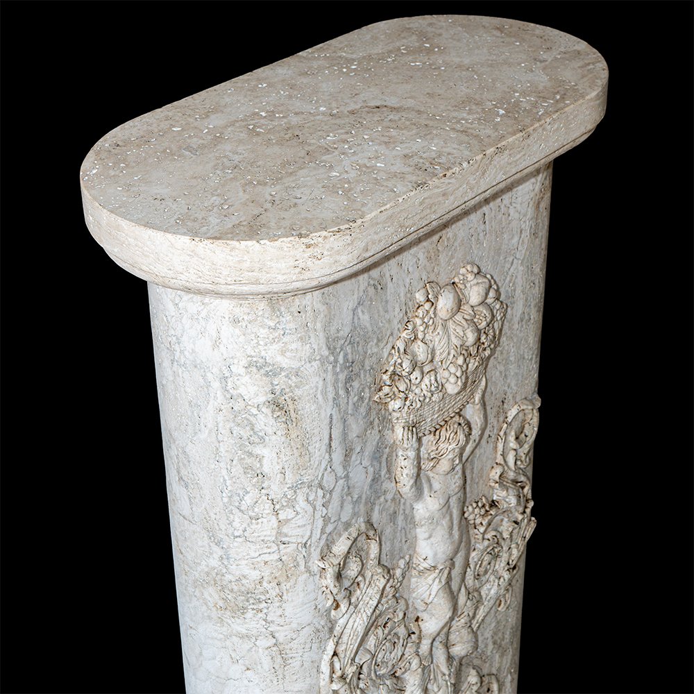Paire de colonnes en marbre travertin-photo-3