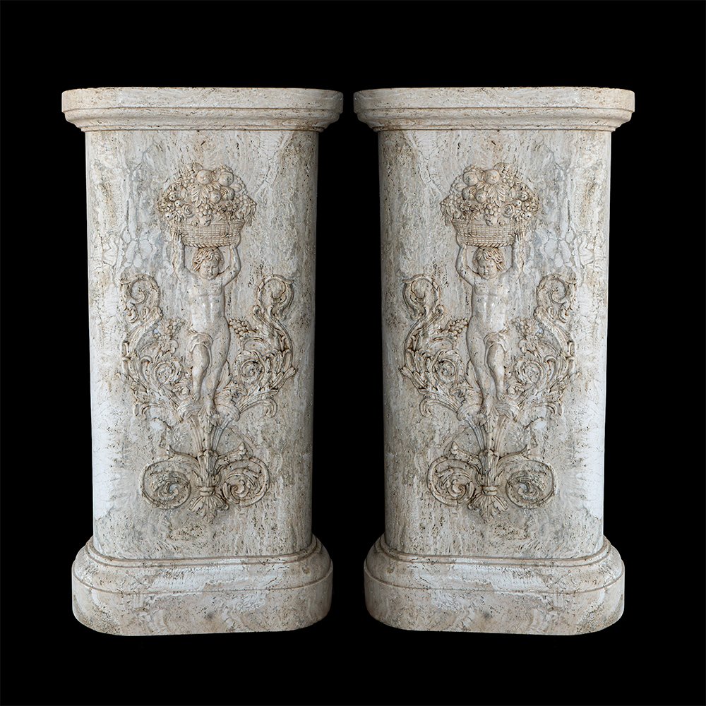Paire de colonnes en marbre travertin-photo-6