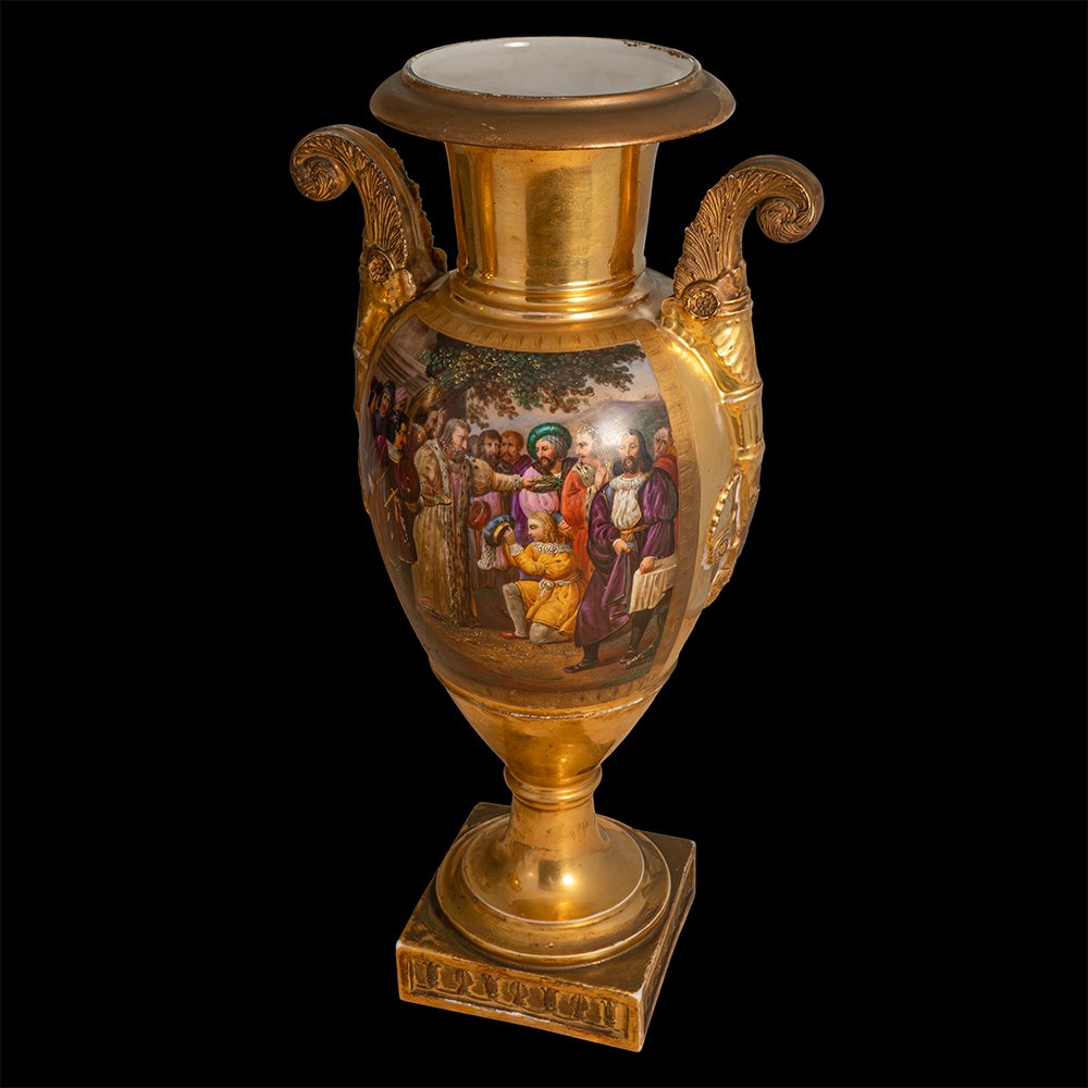 Paire de vases en porcelaine peinte et dorée-photo-4