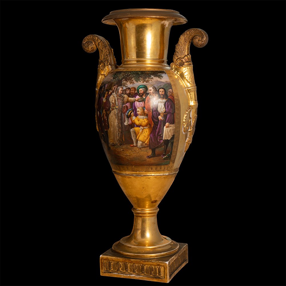 Paire de vases en porcelaine peinte et dorée-photo-4