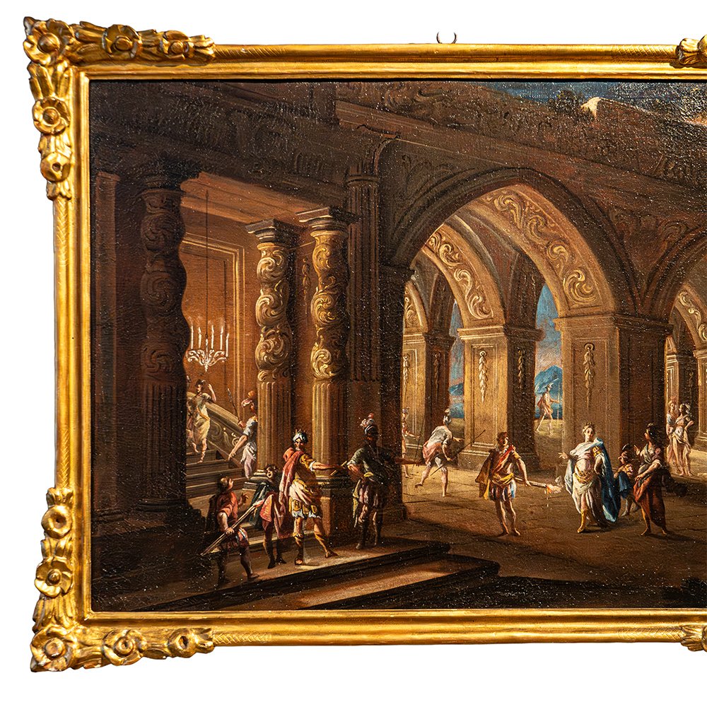 Paire de tableaux d'architecture avec scènes de genre - Francesco Monti-photo-4