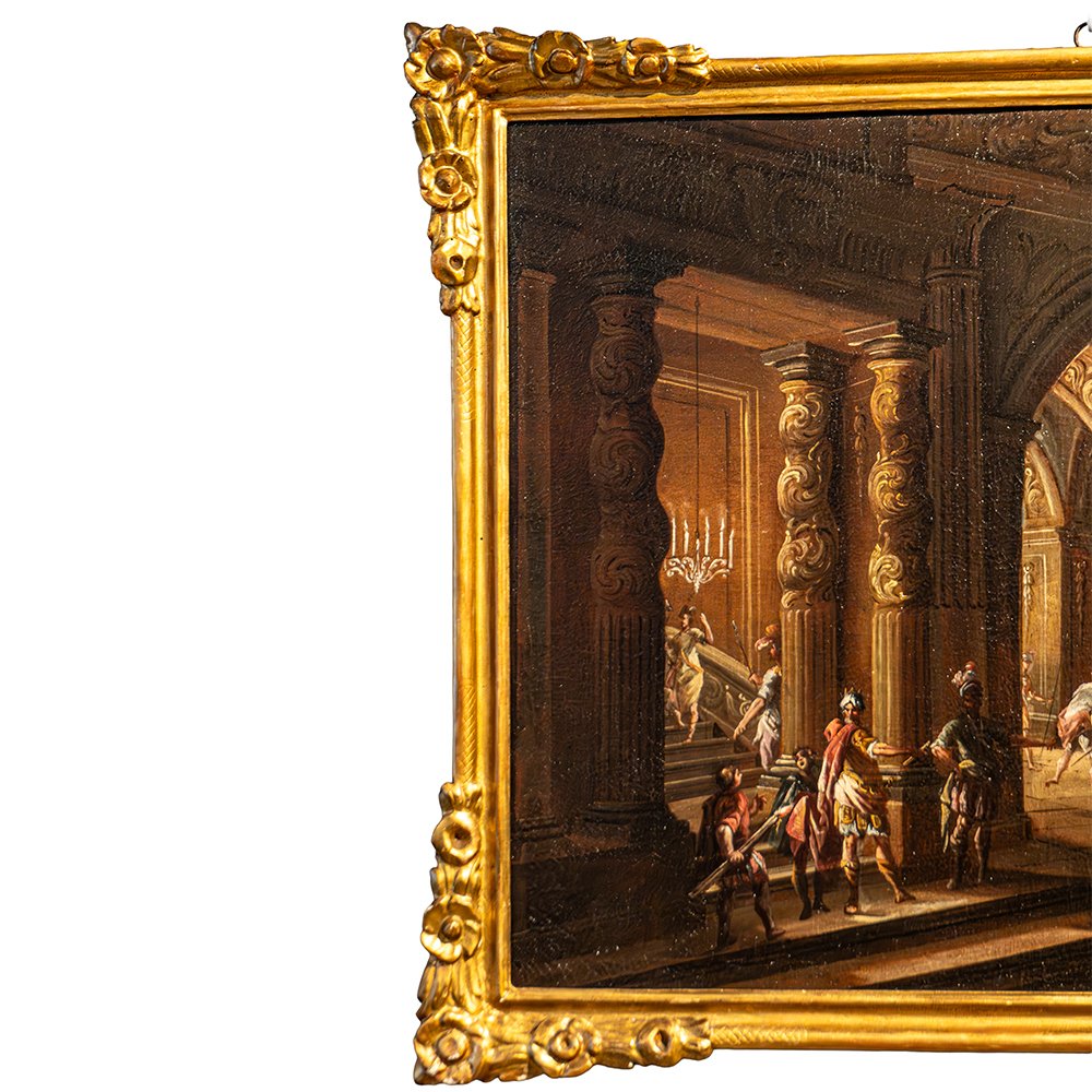 Paire de tableaux d'architecture avec scènes de genre - Francesco Monti-photo-1
