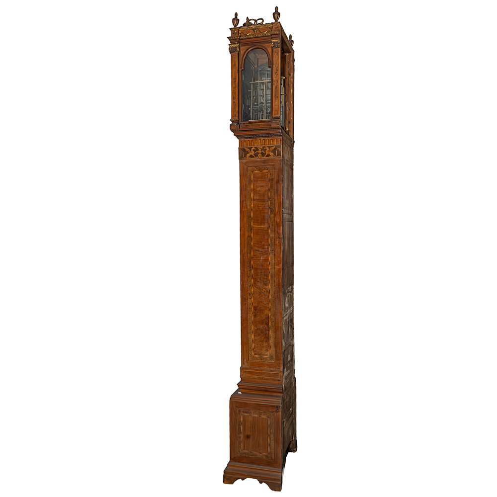Inlaid And Carved Walnut Column Clock-photo-3
