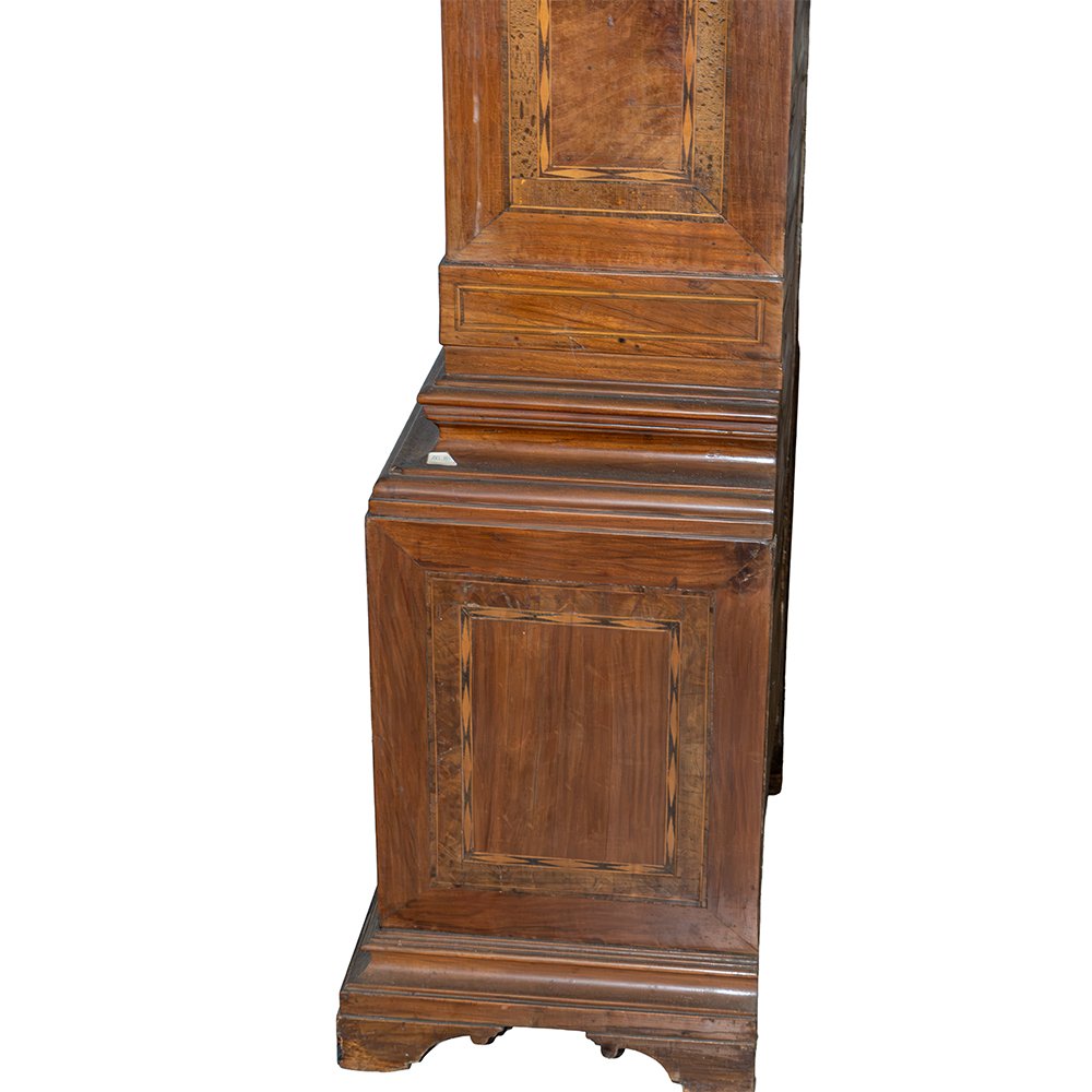 Inlaid And Carved Walnut Column Clock-photo-4