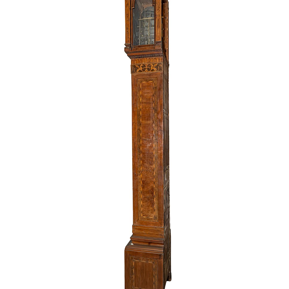 Inlaid And Carved Walnut Column Clock-photo-7