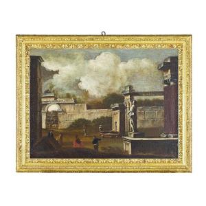 Oil Painting On Canvas, Depicting “architectural Capriccio”