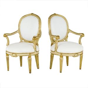 Paire de fauteuils Louis XVI