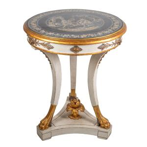 Table basse napolitaine - Plateau en ardoise peinte