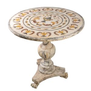 Inlaid Polychrome Marble Coffee Table