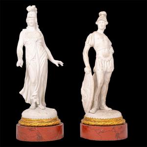 Pair Of Sculptures Depicting Mars And Minerva