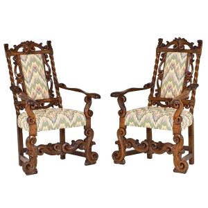 Paire de fauteuils Louis XIII