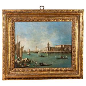 Painting Depicting “la Punta Della Dogana” - Giacomo Guardi