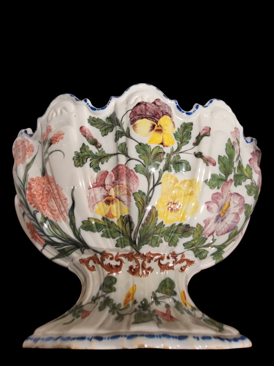 Rafraîchisseur en majolique polychrome, XIXe siècle-photo-3