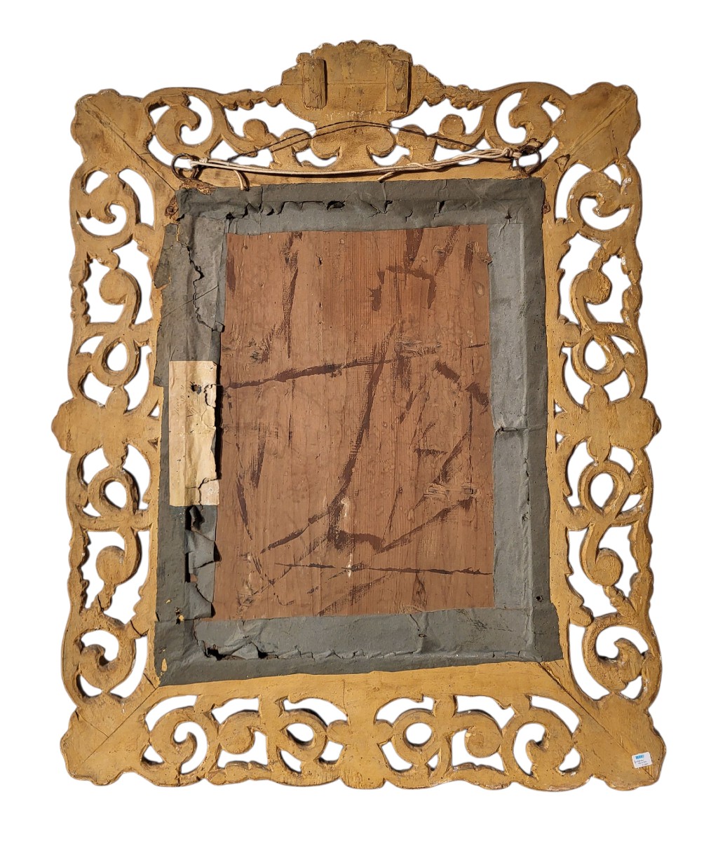 Miroir en bois sculpté et doré, début du XVIIIe siècle-photo-1