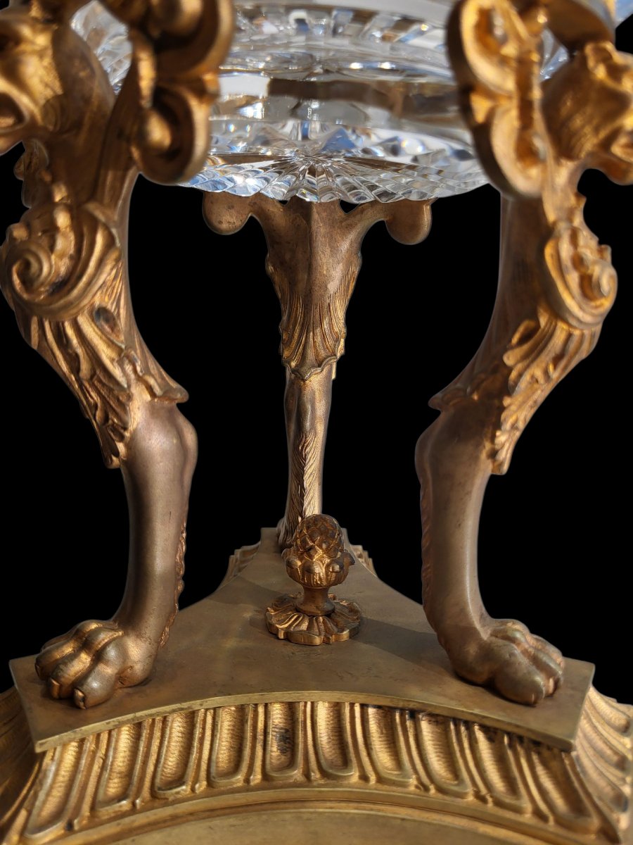 Gilded Bronze And Crystal Centerpiece-photo-4