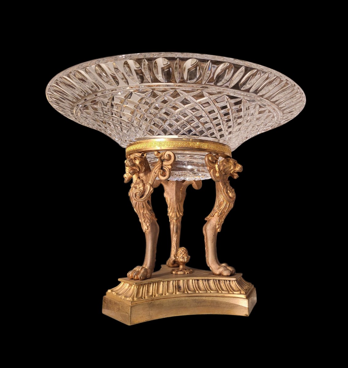 Gilded Bronze And Crystal Centerpiece