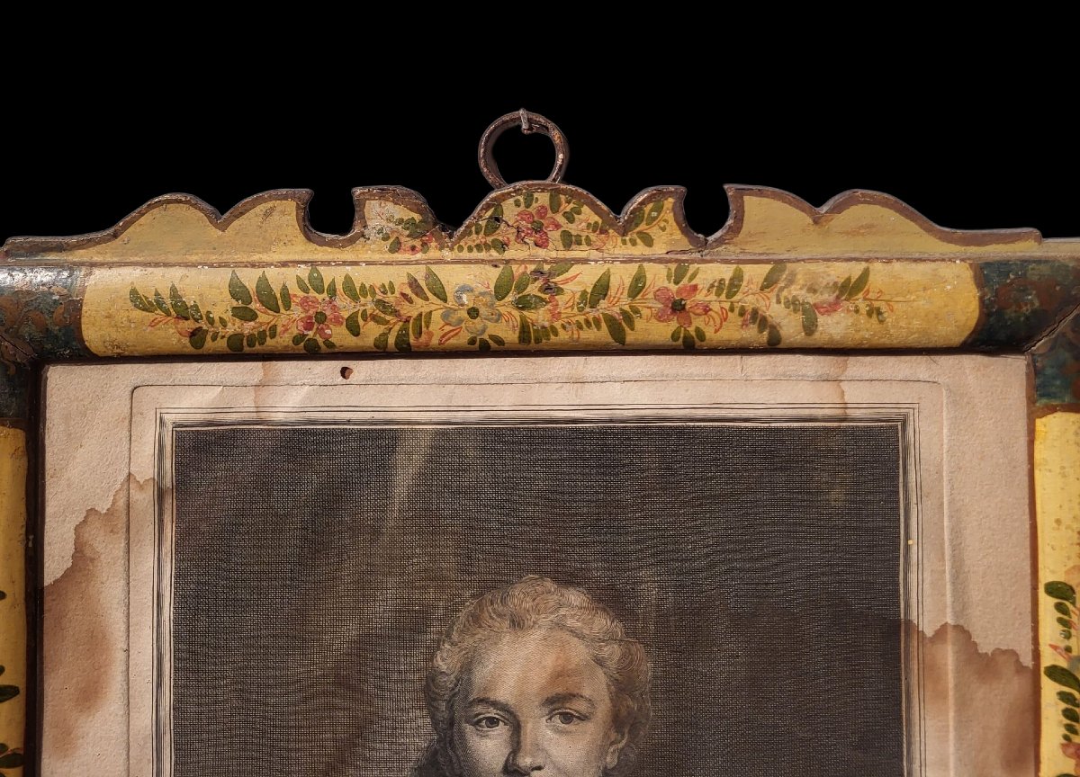 Cadre peint et laqué à motifs floraux, Piémont, XVIIIe siècle-photo-4