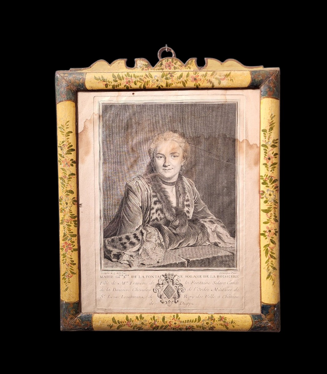 Cadre peint et laqué à motifs floraux, Piémont, XVIIIe siècle