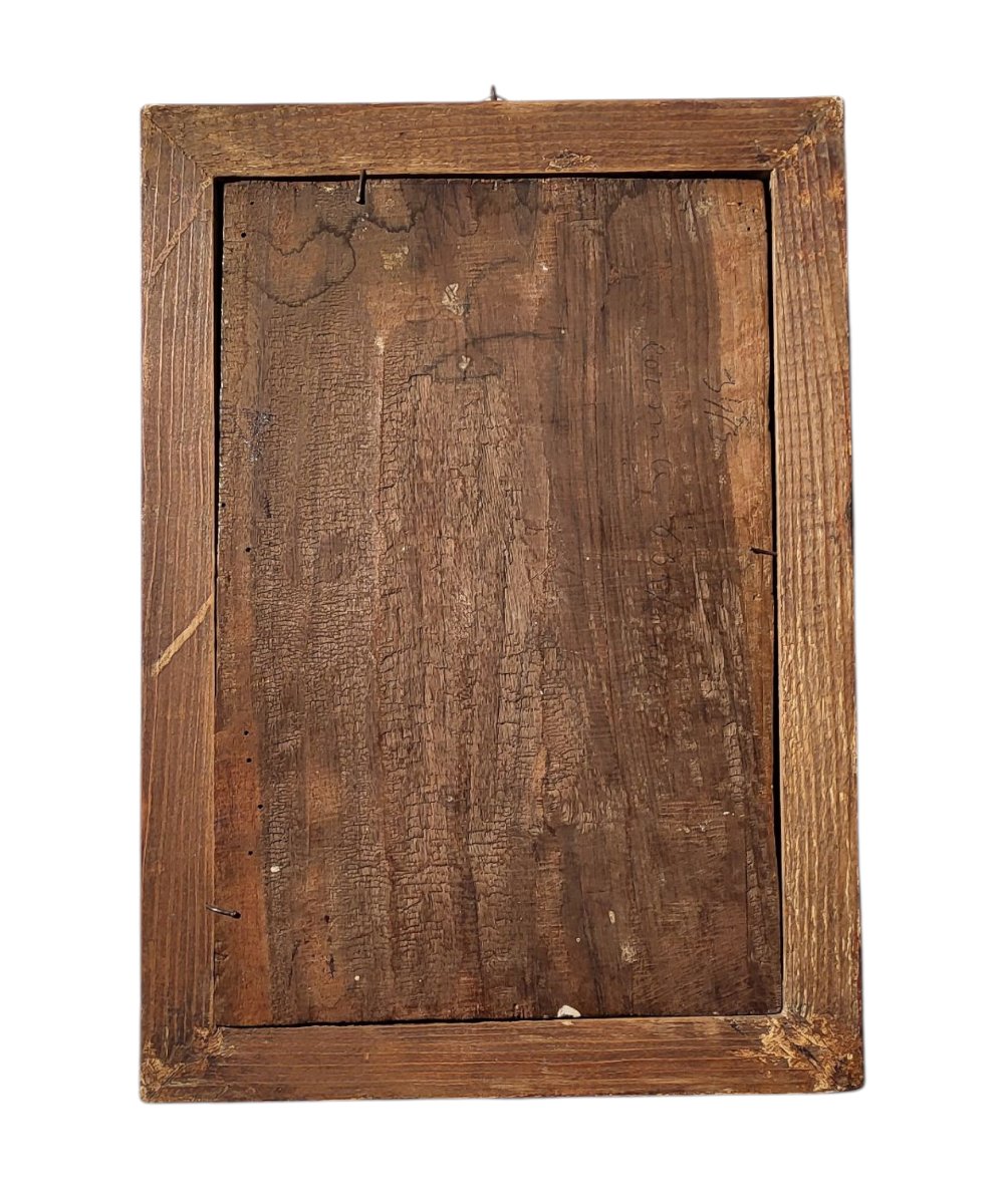 Ancienne icône représentant la famille sacrée et deux saints, art européen oriental, XIXe siècl-photo-4