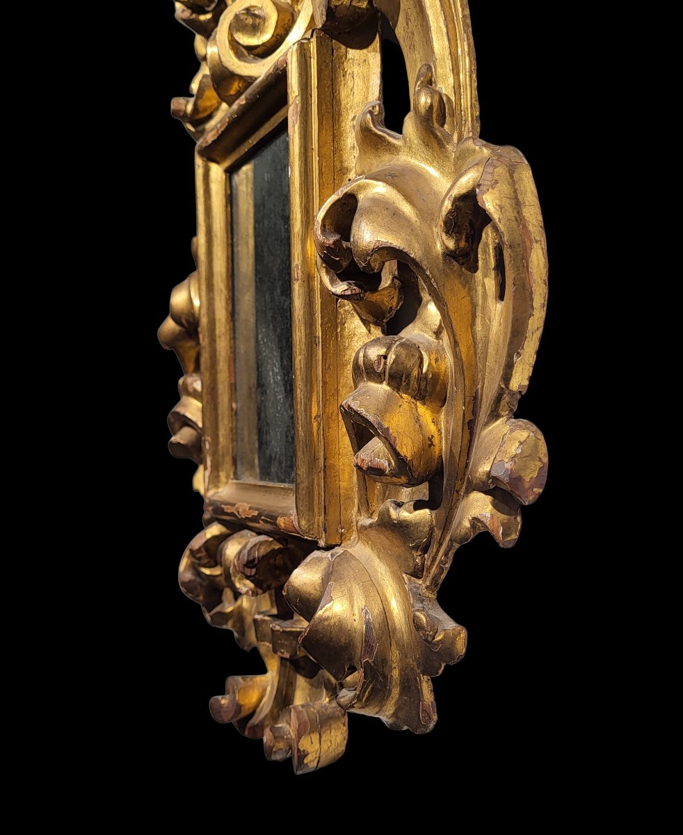Carved And Gilded Frame With Mirror, Spain, Late 17th Century-photo-2