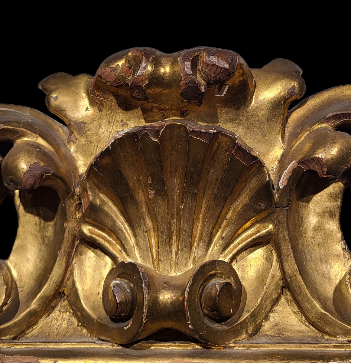 Carved And Gilded Frame With Mirror, Spain, Late 17th Century-photo-3