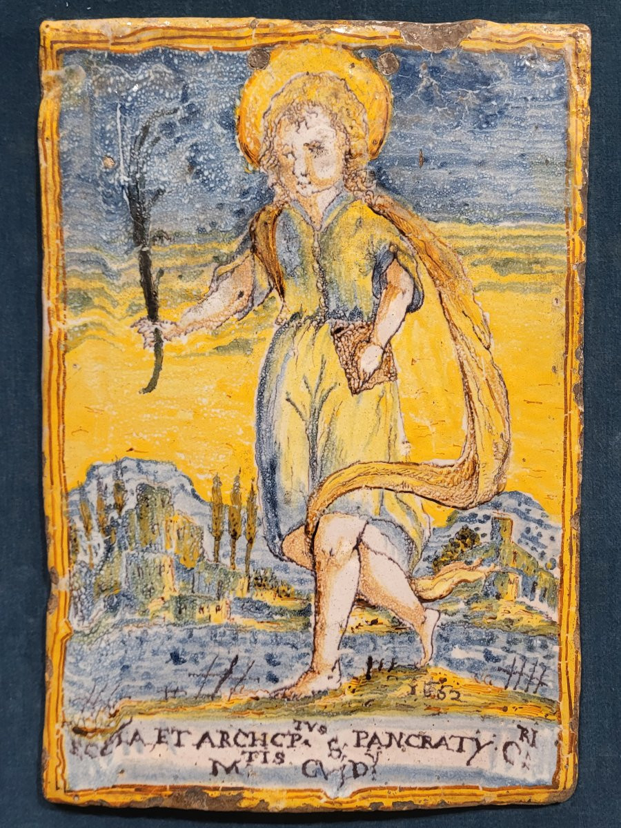 Plaque en majolique polychrome, fabrication toscane, seconde moitié du XVIIe siècle. -photo-2