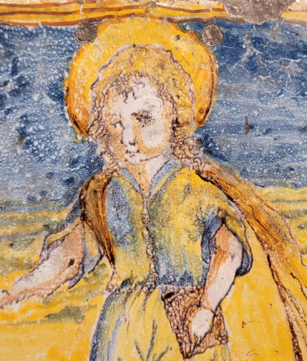 Plaque en majolique polychrome, fabrication toscane, seconde moitié du XVIIe siècle. -photo-4