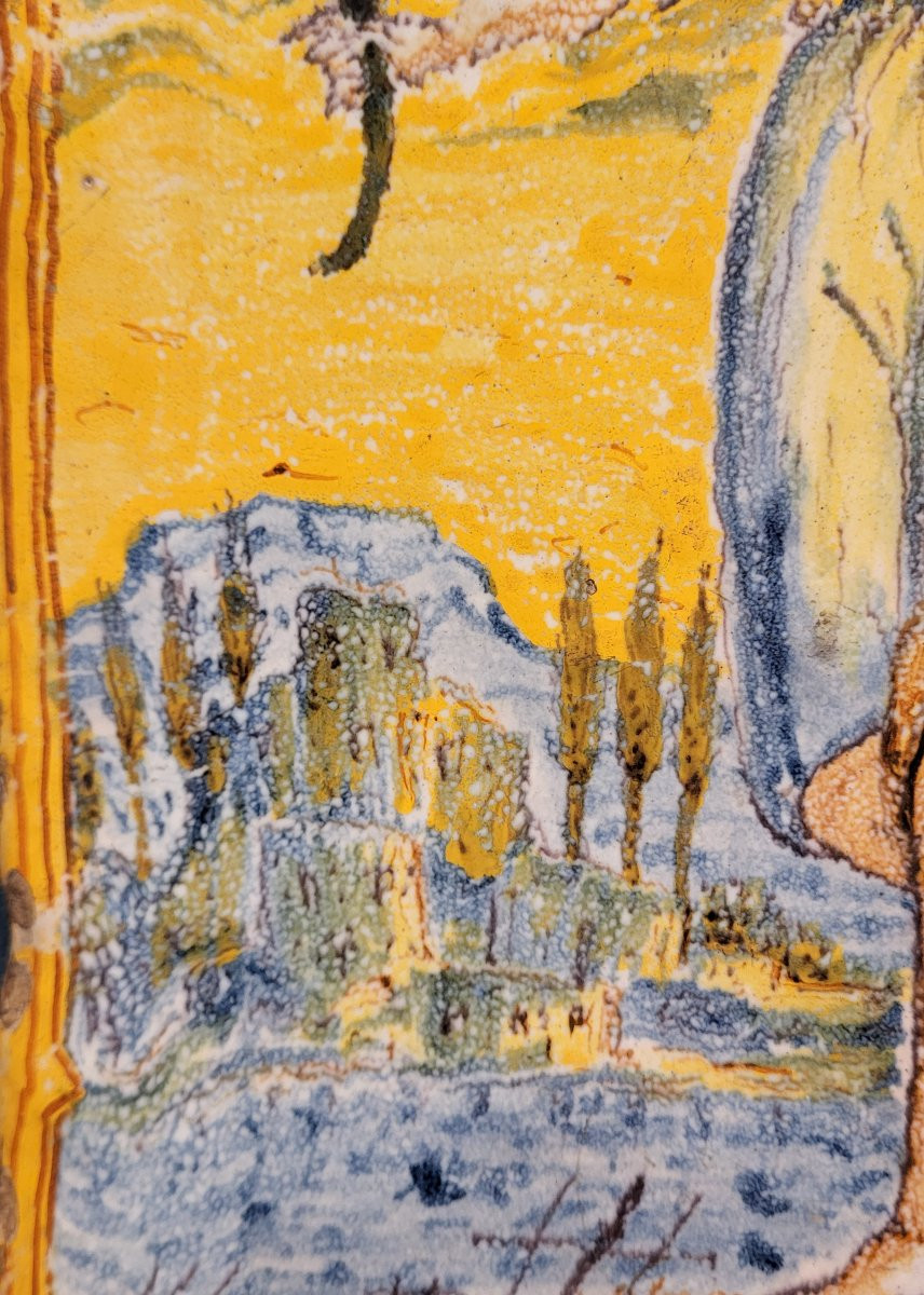 Plaque en majolique polychrome, fabrication toscane, seconde moitié du XVIIe siècle. -photo-3