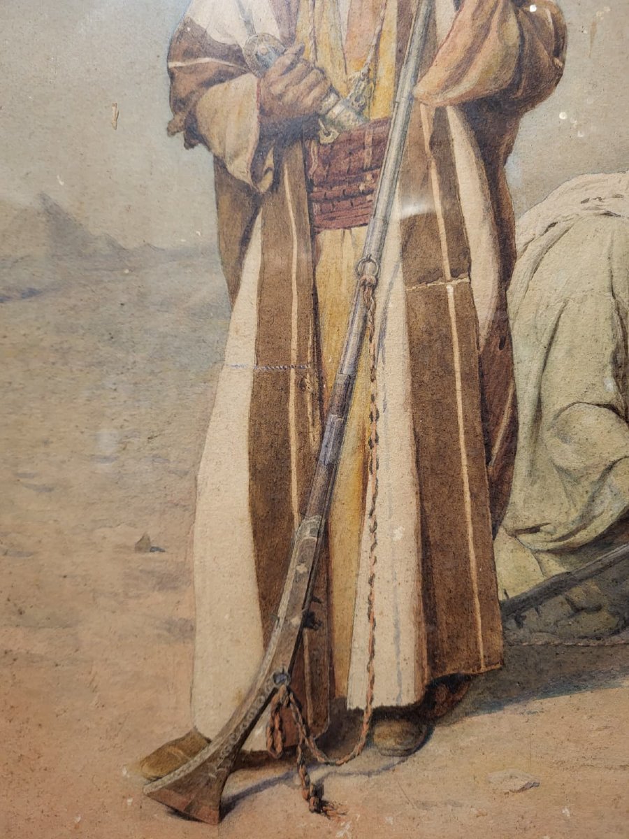 Peinture orientaliste à l’aquarelle, signé F. Bartolini. Environ 1880. -photo-2