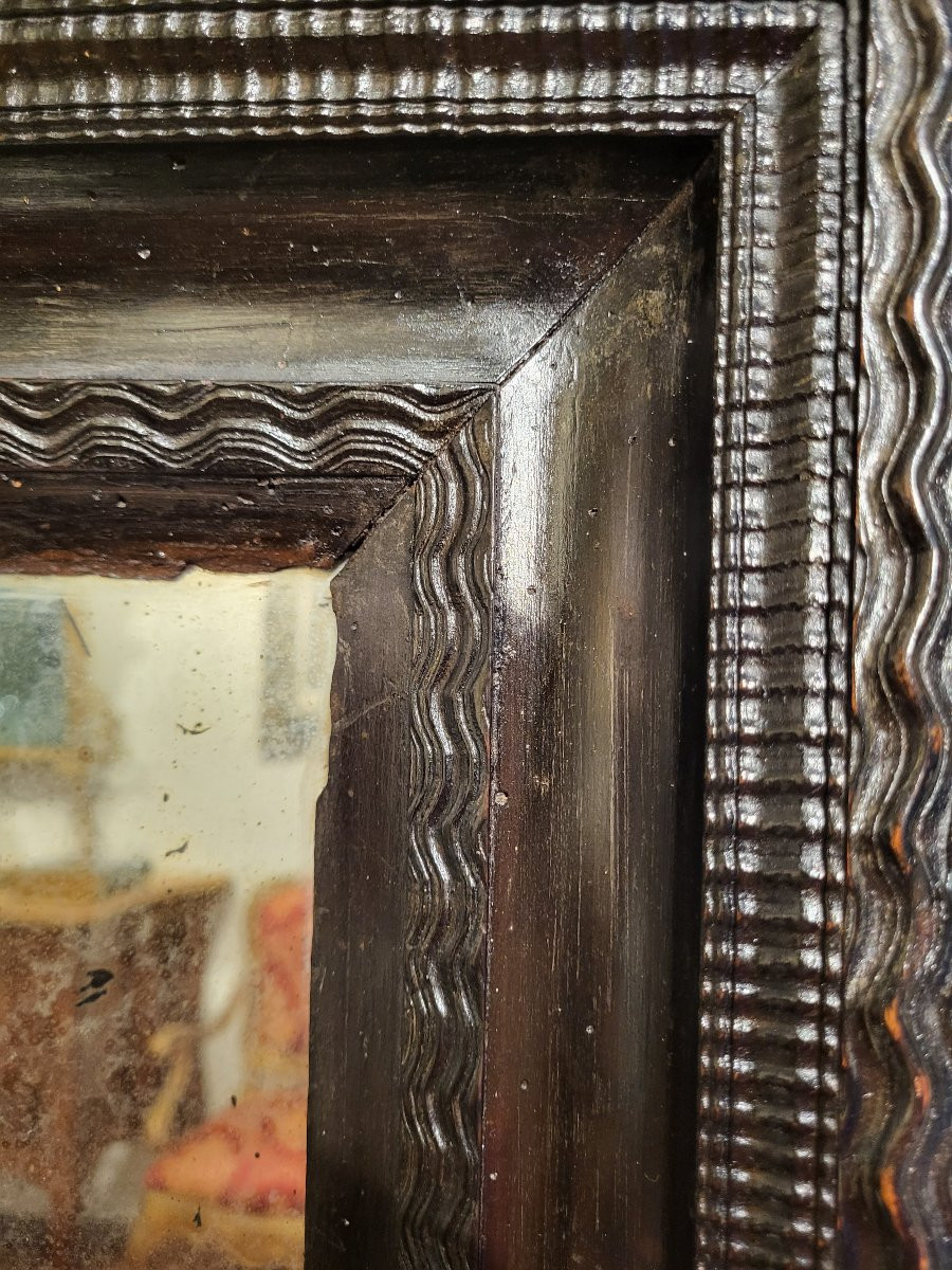 Guilloche Frame In Ebonized Wood. Lombardy, 17th Century.-photo-3