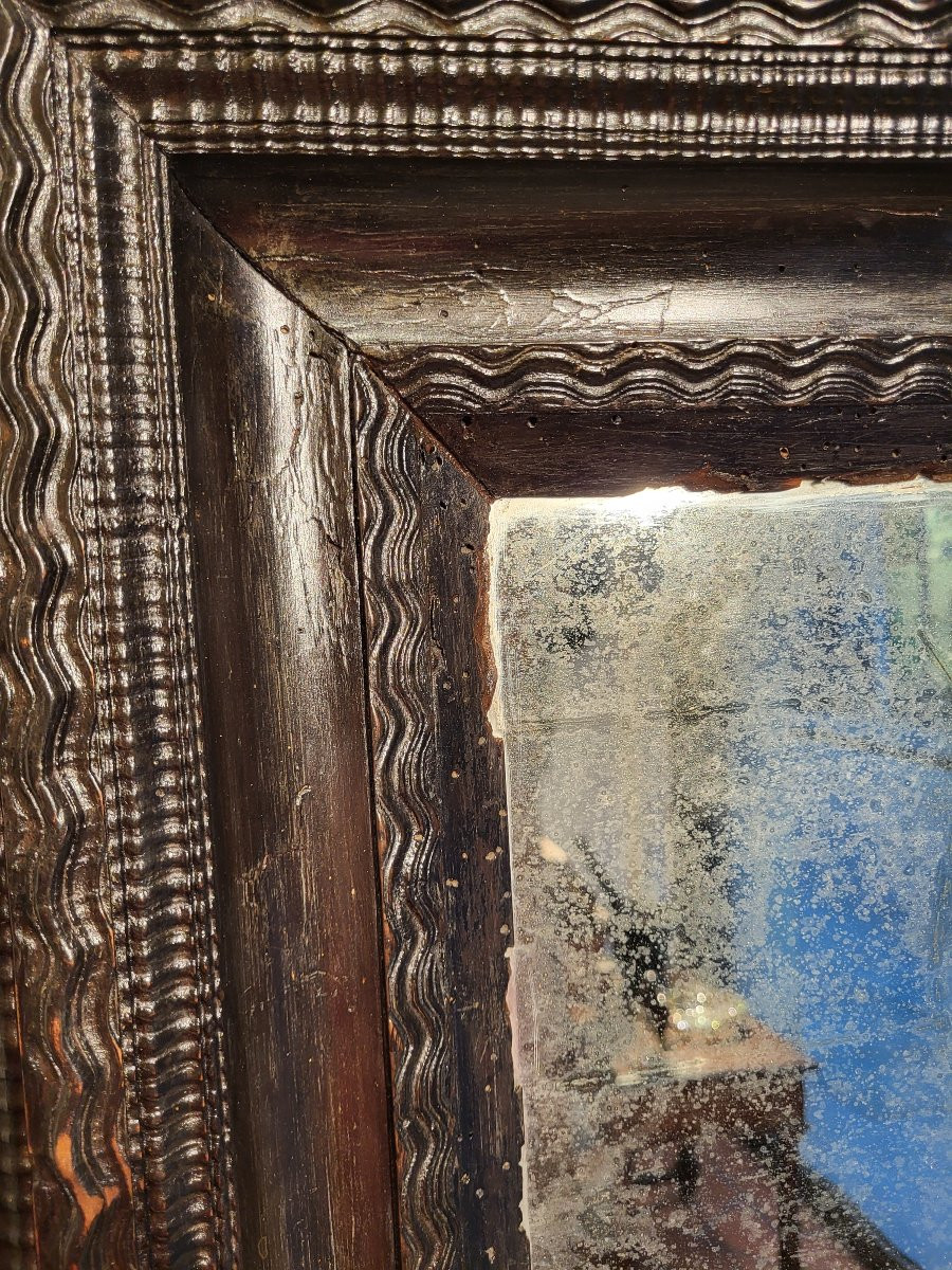 Guilloche Frame In Ebonized Wood. Lombardy, 17th Century.-photo-4