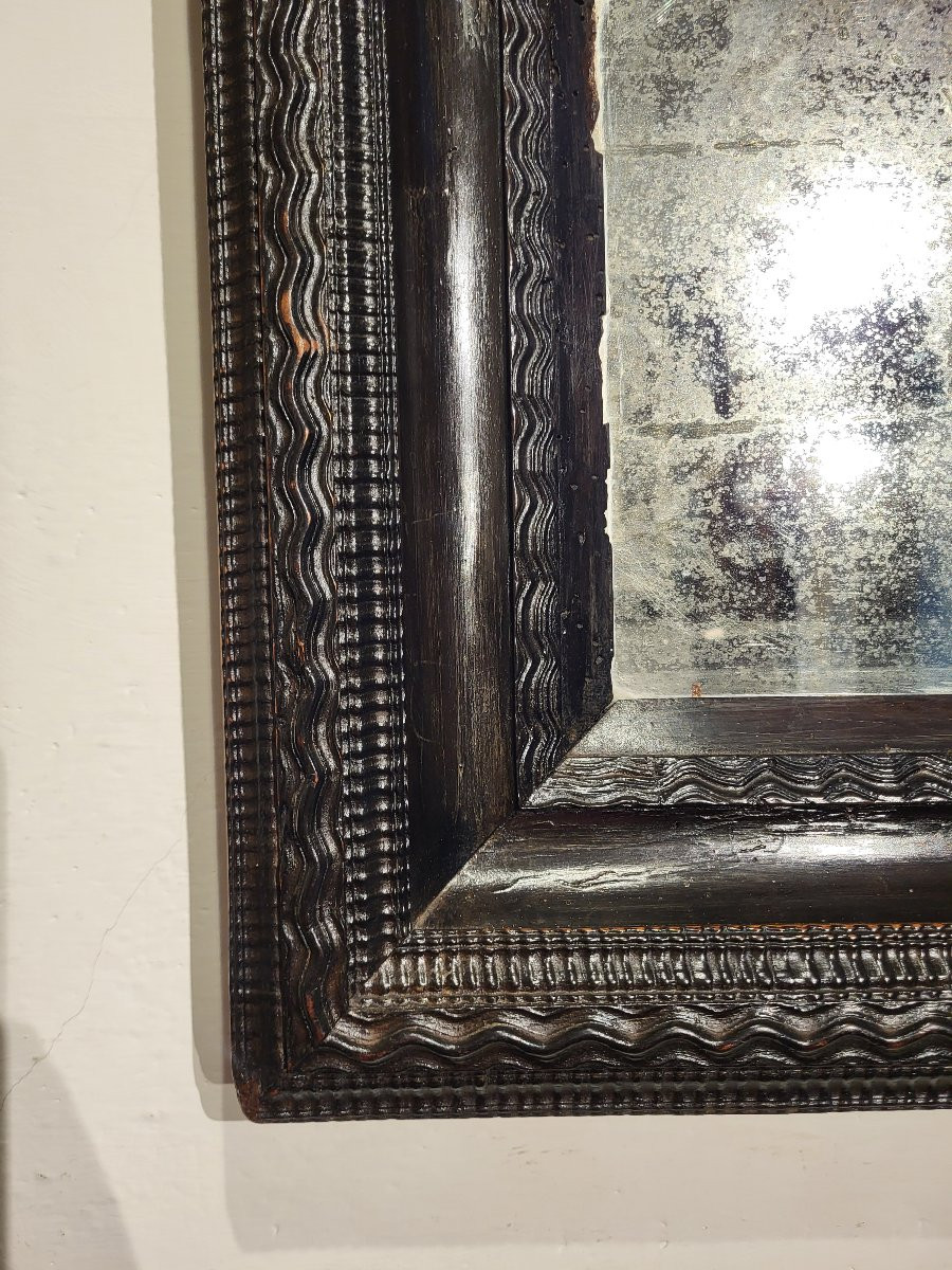 Guilloche Frame In Ebonized Wood. Lombardy, 17th Century.-photo-1