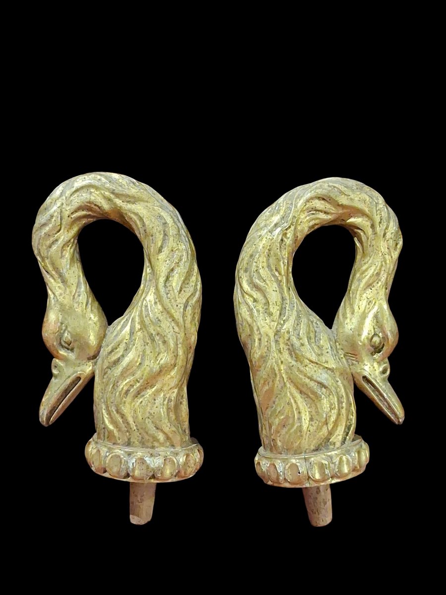 Pair Of Swan-shaped Finials, Tuscany, 18th Century.-photo-2