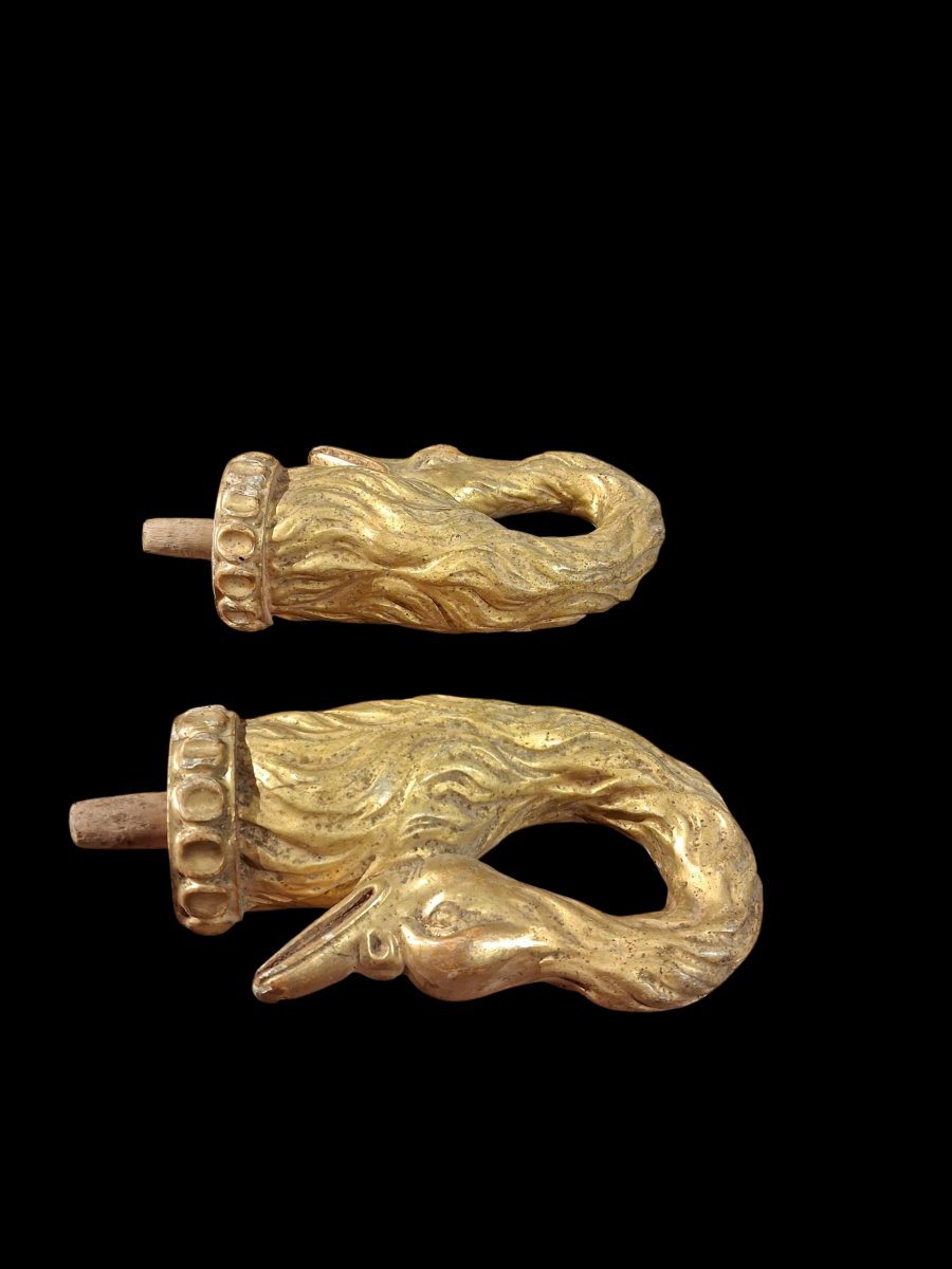 Pair Of Swan-shaped Finials, Tuscany, 18th Century.-photo-3