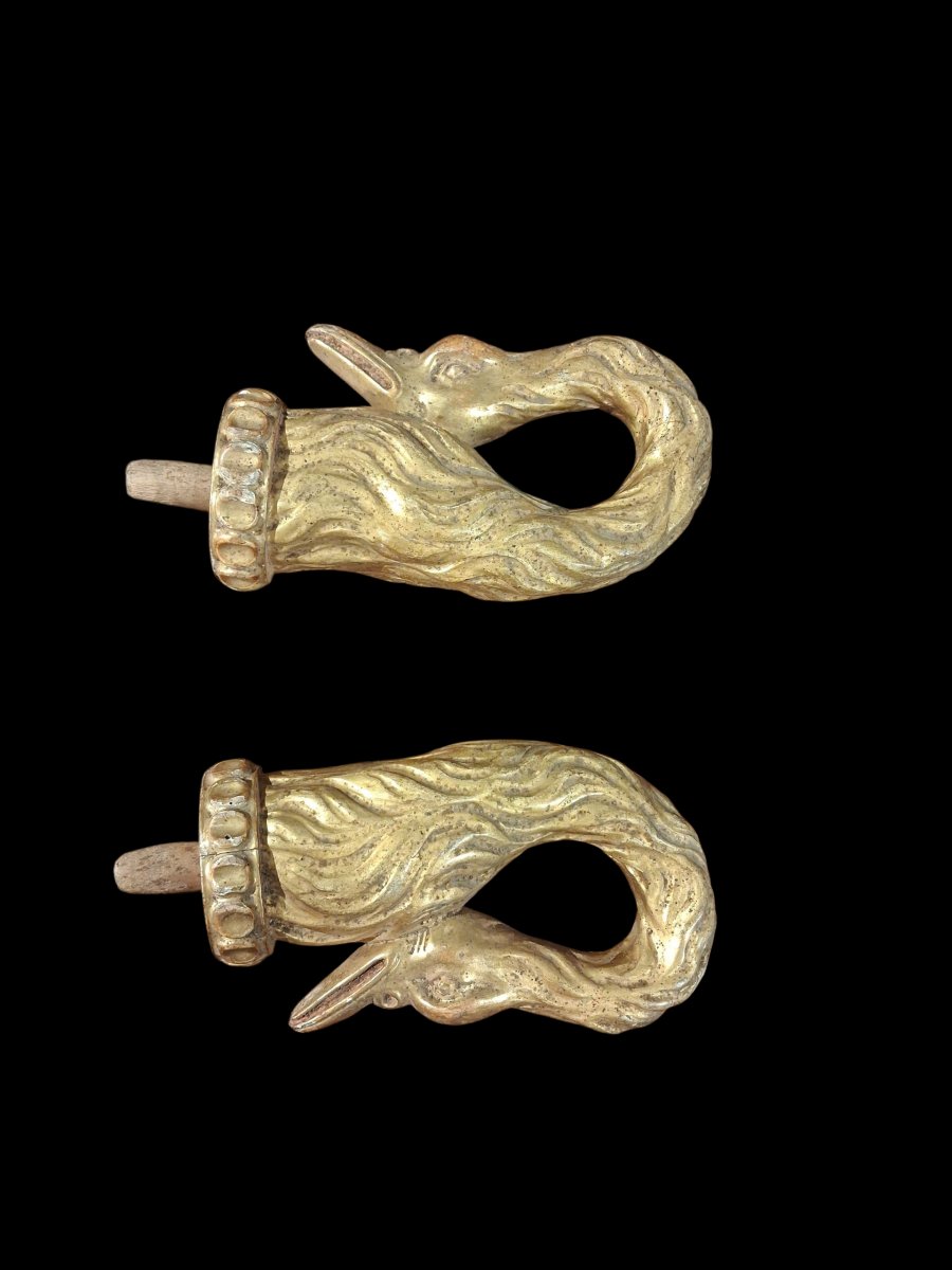 Pair Of Swan-shaped Finials, Tuscany, 18th Century.-photo-1