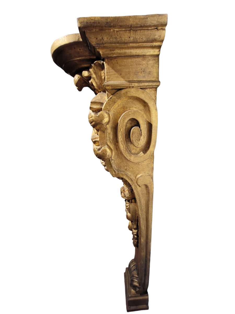 Colonne en bois porte-sculpture murale, Toscane, XVIIe siècle-photo-1