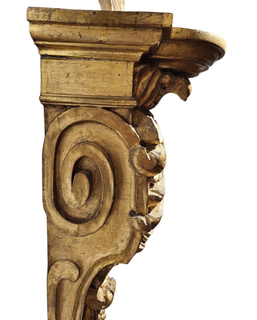 Colonne en bois porte-sculpture murale, Toscane, XVIIe siècle-photo-3