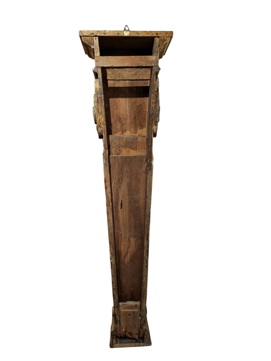 Colonne en bois porte-sculpture murale, Toscane, XVIIe siècle-photo-6