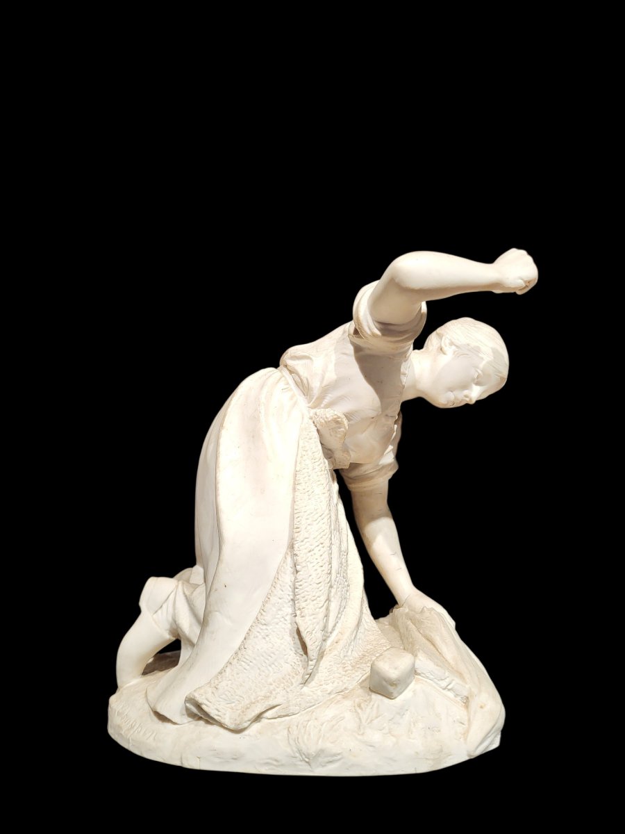 Sculpture en porcelaine biscuit représentant lavandaia, Sèvres-photo-2