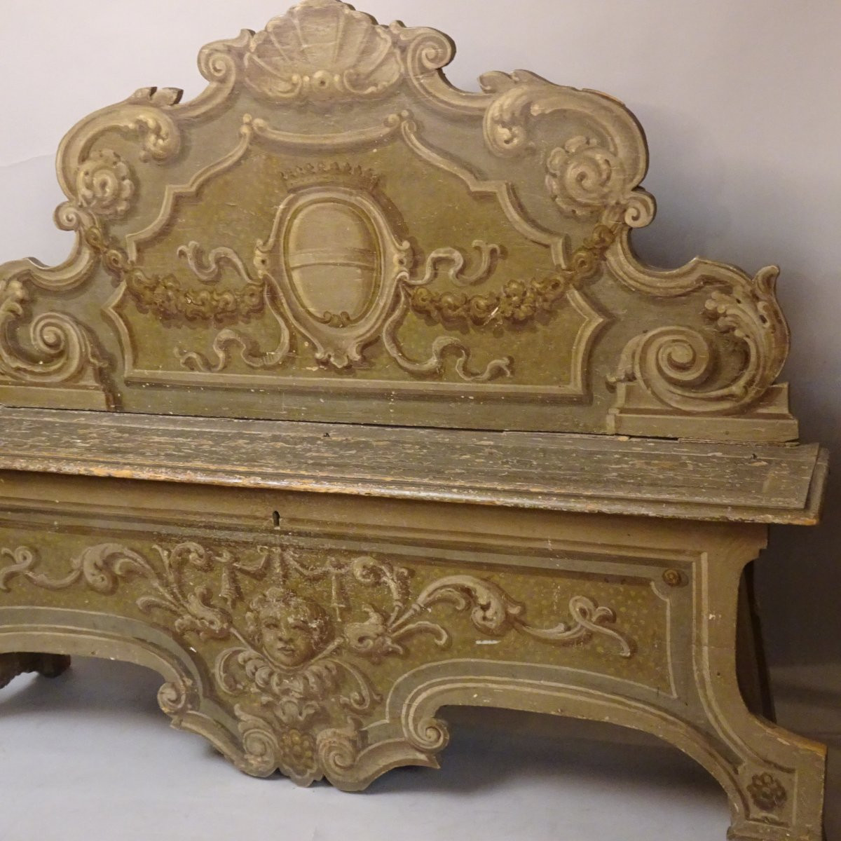 Lacquered Wooden Bench, Late 17th Century-photo-4
