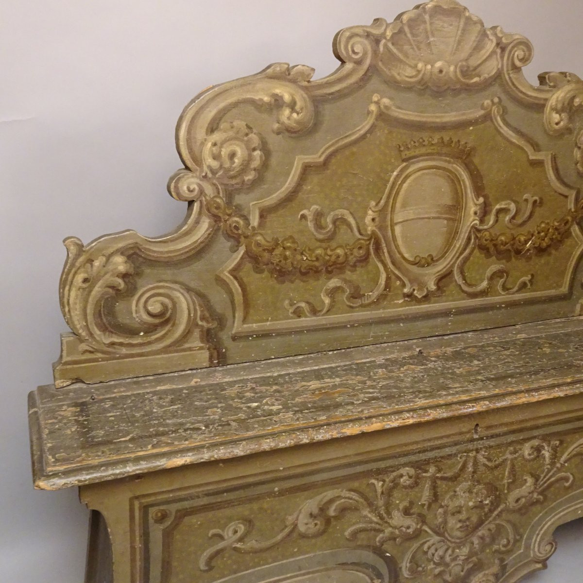 Lacquered Wooden Bench, Late 17th Century-photo-3