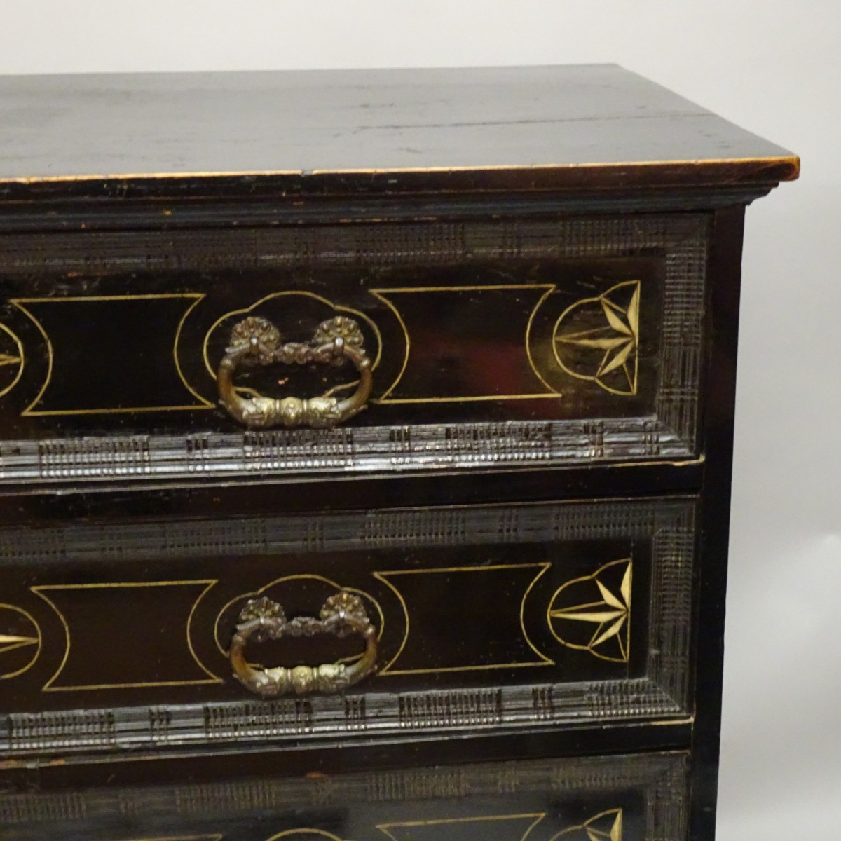 Lombard Chest Of Drawers In Blackened And Inlaid Wood, Late 17th Century-photo-2