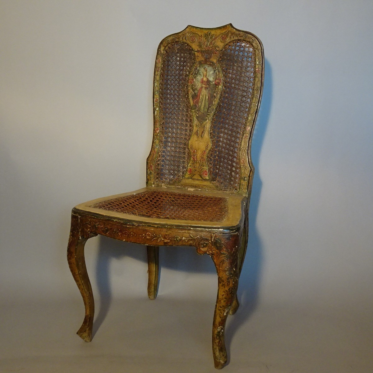 Venetian Lacquered Wooden Chair, 18th Century-photo-2