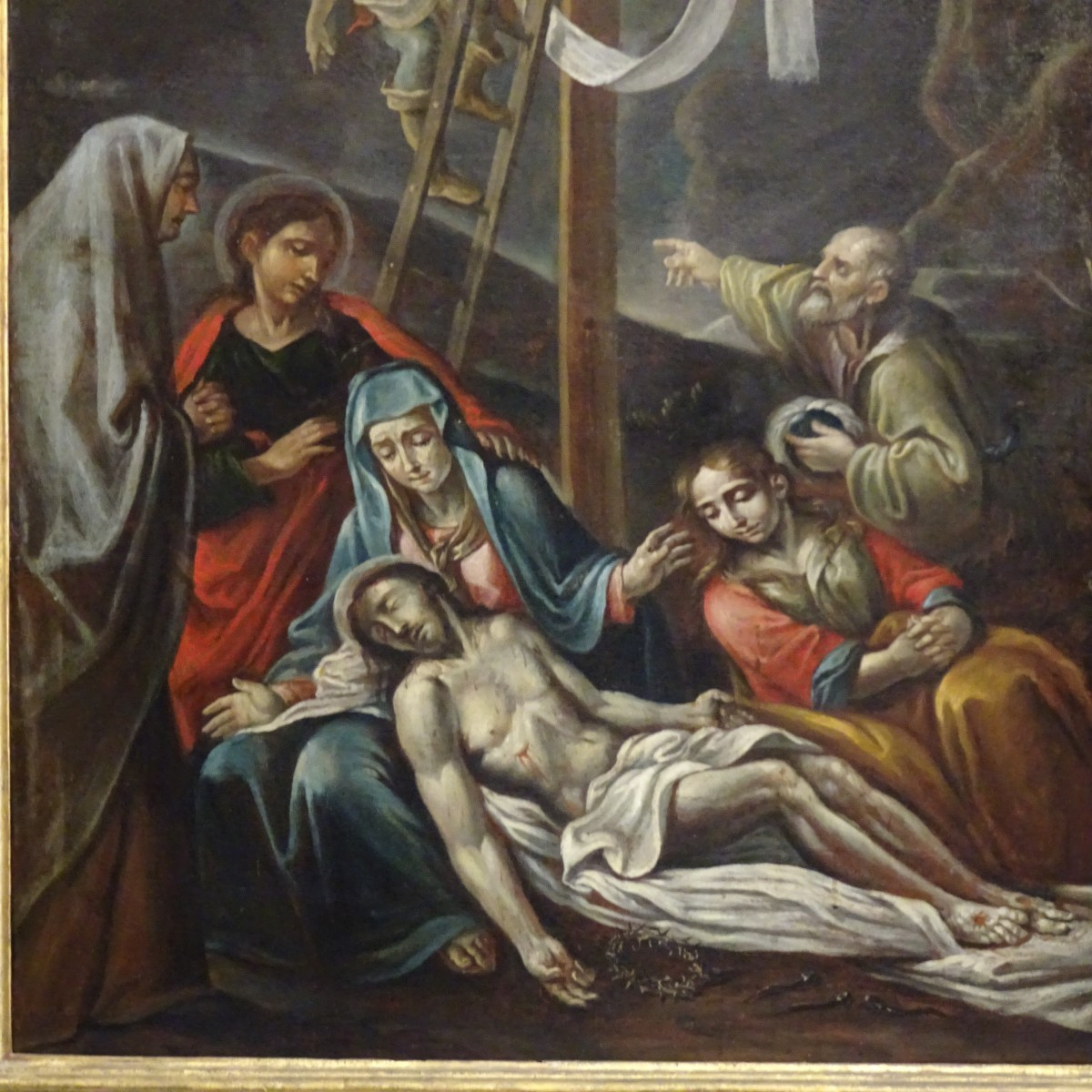Lamentation Over The Dead Christ, Oil On Canvas, 18th Century-photo-3