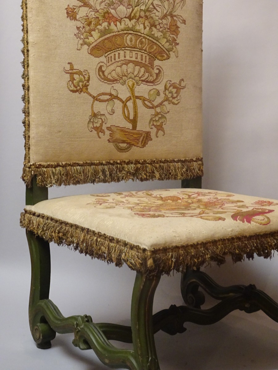 19th-century Lacquered Wooden Armchair For A Fireplace-photo-3