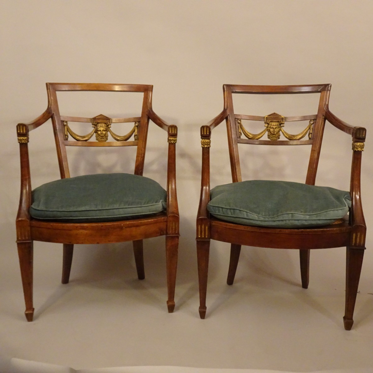 Pair Of Neoclassical Tuscan Armchairs -photo-2