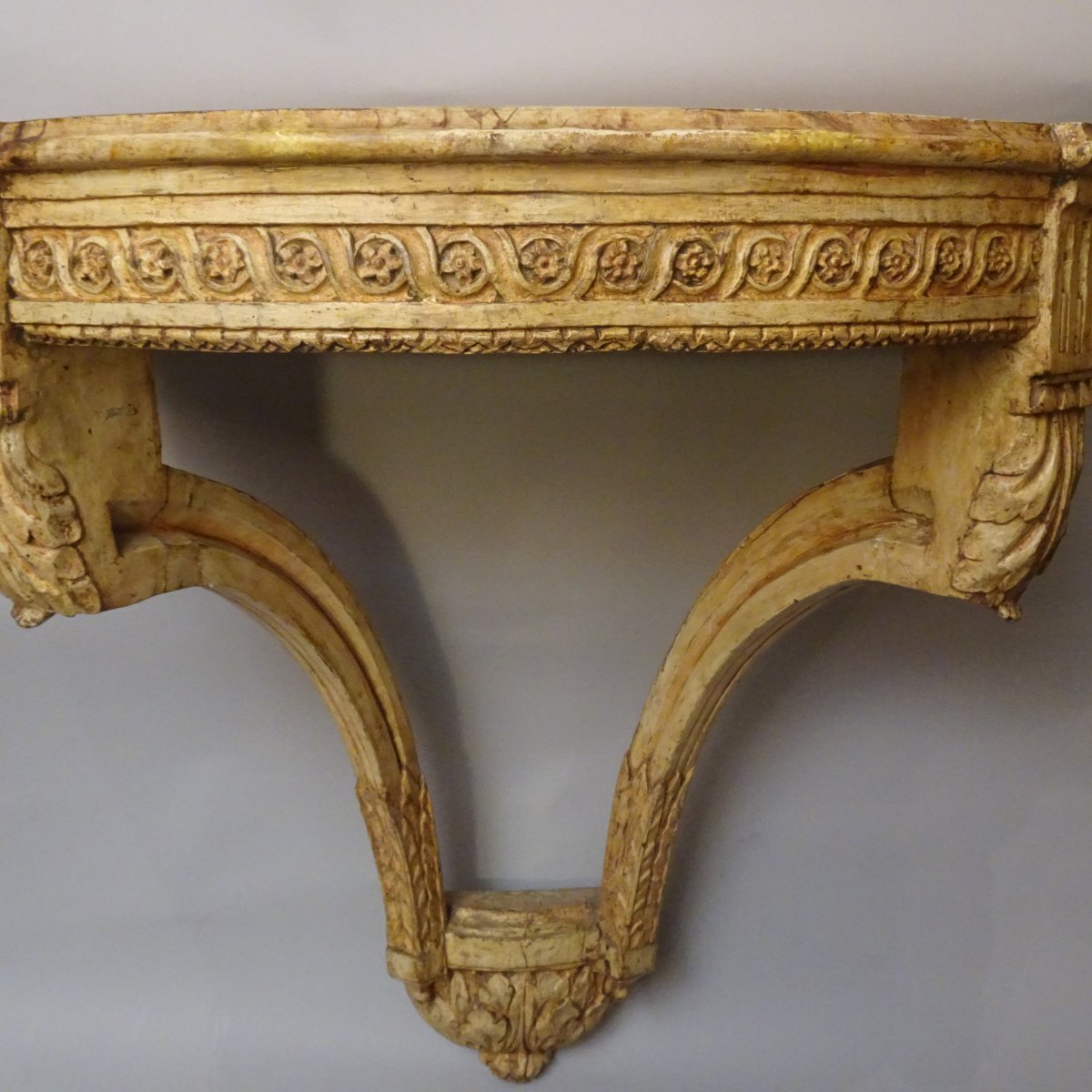 Console demi-lune laquée Louis XVI-photo-2